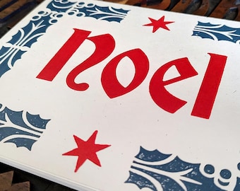 VERY LIMITED 6x8" Christmas Word Letterpress Prints, Individual Word OR MultiPack with one of each word (Single Colorway, or Mixed Colorway)