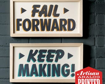 Encouragement Art, Don't Give Up, Christmas Gift for Graphic Designer, Letterpress Poster, Art Student Gift, Birthday Gift for Artist