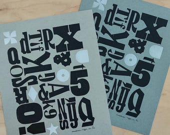 Letterpress Typography Print, Warm or Cool Gray (8x10 Unframed)