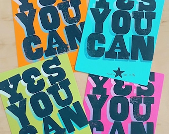 Yes You Can Sign, 6x8 Art, Teacher Appreciation Gift, Art Graduate Gift, Teacher Thank You Gift, Graphic Design Gift, Bright Wall Art