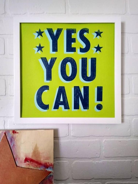Yes You Can Sign, Teacher Appreciation Gift, Uplifting Art, Encouragement Gift for Kids Playroom Decor, Color Bedroom Decor for Teens