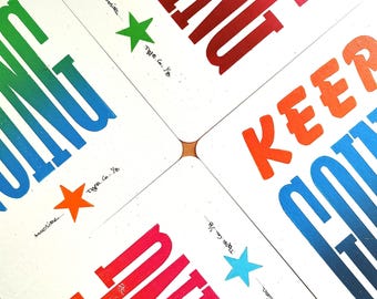 Keep Going mini Poster, 6x8" Letterpress Print, Birthday Gift for Graphic Designer, Christmas Gift for Artist, Graphic Designer Graduation