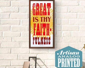 Great is Thy Faithfulness Letterpress Print, Hymn Wall Art, Christian Gift