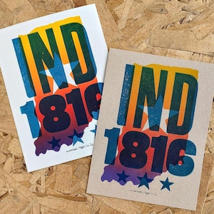 State of Indiana Letterpress Print, Indiana Christmas Gift, Indiana Wall Art, Indianapolis Artwork, First Christmas in New House, Apartment