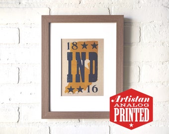 State of Indiana Letterpress Print, Indiana Christmas Gift, Indiana Wall Art, Indianapolis Artwork, First Christmas in New House, Apartment