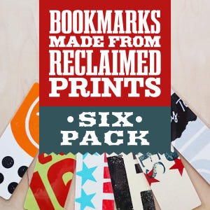 Laminated Bookmarks, SET OF 6, Made from Reclaimed Rejects and Overprints, Christmas Gift for Graphic Designer, Art Student, Birthday Gift