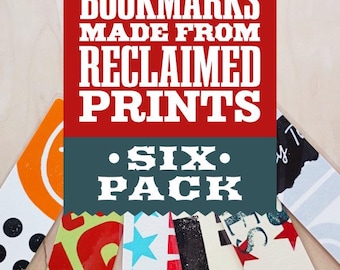 Laminated Bookmarks, SET OF 6, Made from Reclaimed Rejects and Overprints, Christmas Gift for Graphic Designer, Art Student, Birthday Gift