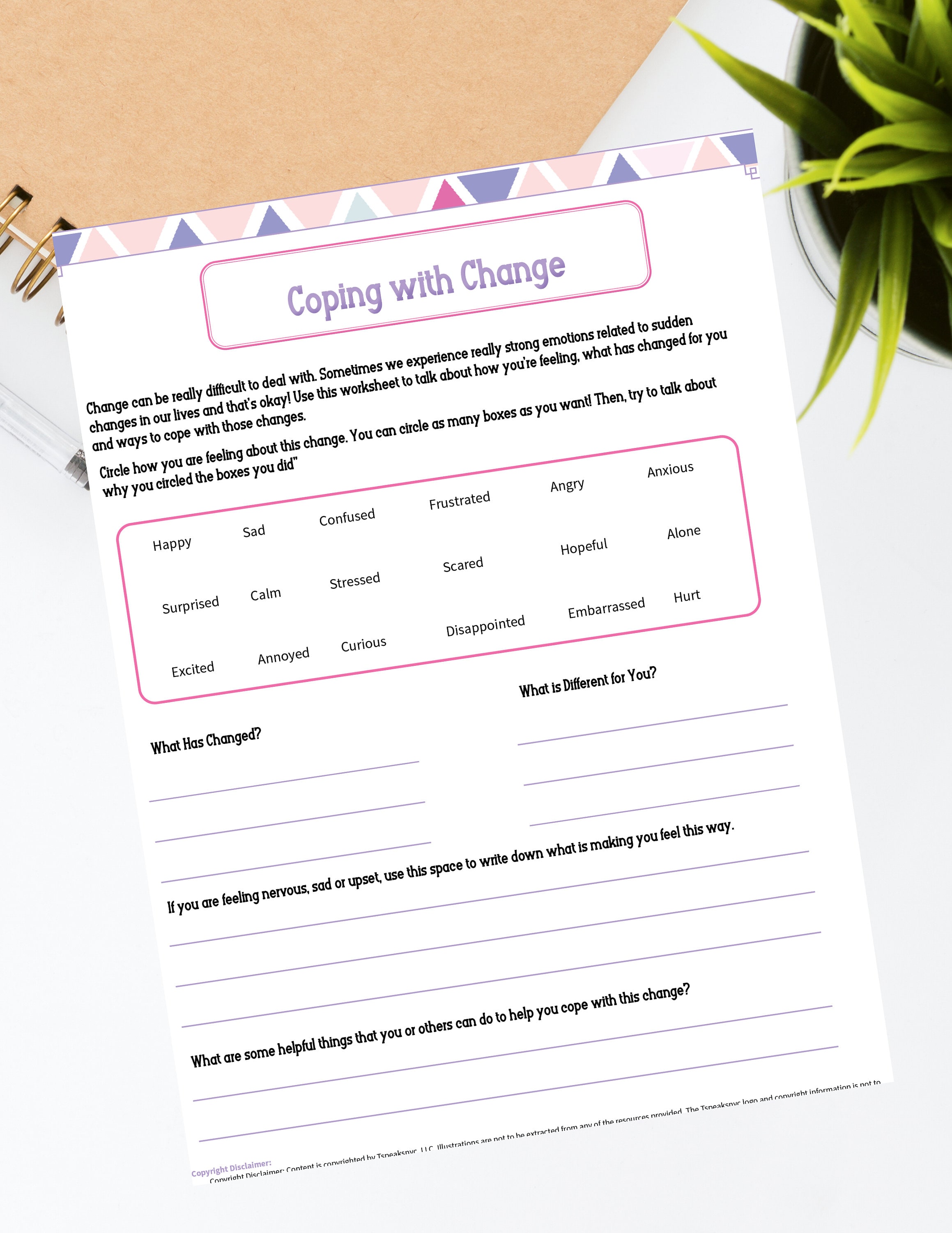Coping with Change Printable Worksheet | Etsy