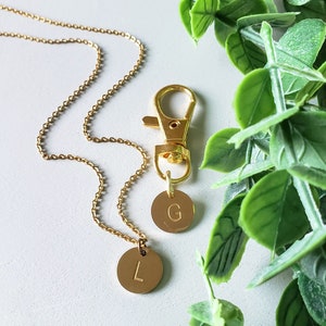 Gold Initial Matching Dog and Owner Necklace with Collar Charm, Dog Collar Charm, Dainty Gold Initial Necklace, Dog Collar, Dog Accessories