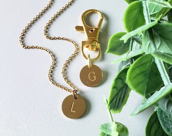 Gold Initial Matching Dog and Owner Necklace with Collar Charm, Dog Collar Charm, Dainty Gold Initial Necklace, Dog Collar, Dog Accessories