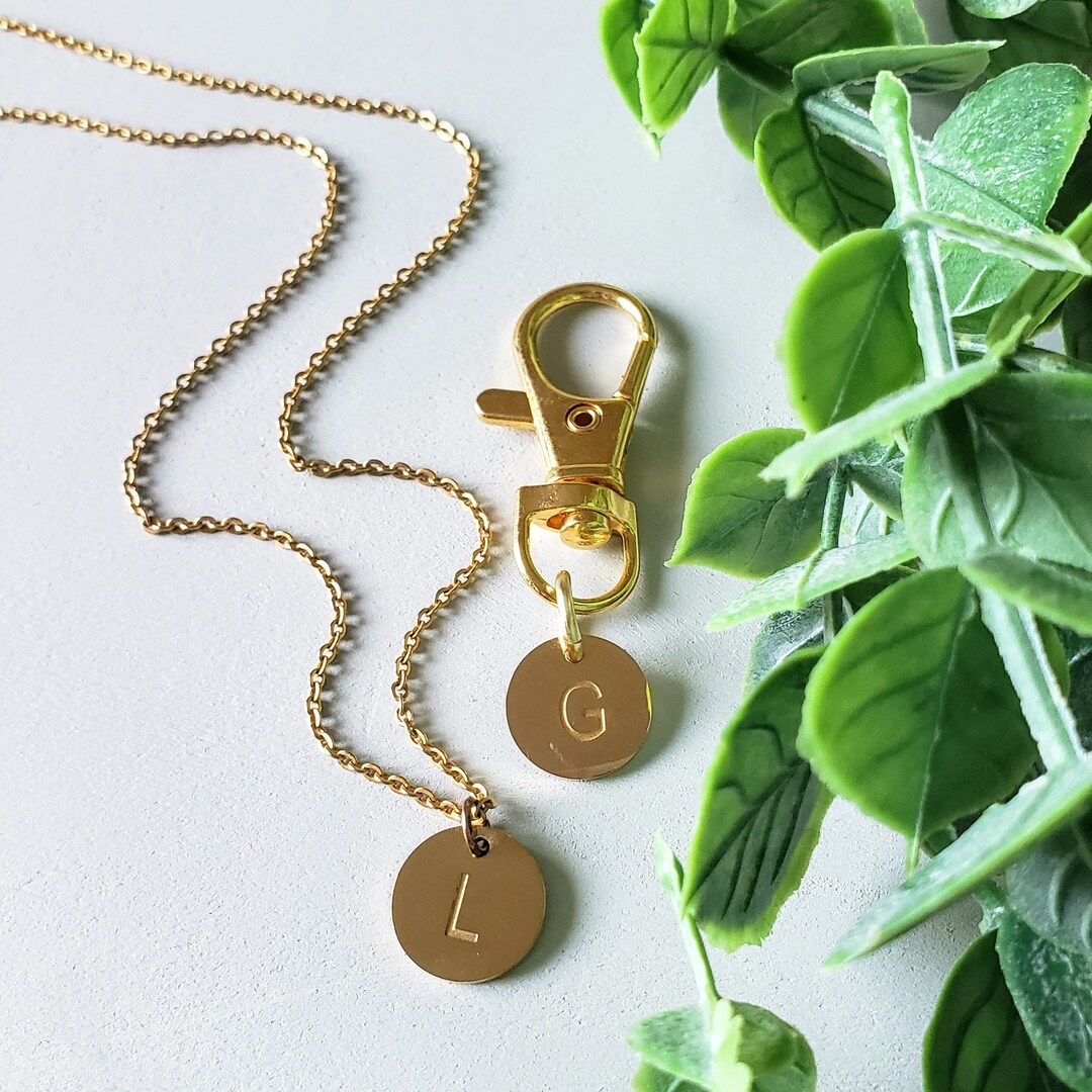 Gold Initial Matching Dog and Owner Necklace With Collar Charm, Dog