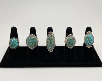 Kingman Turquoise Red Matrix Polychrome Rings