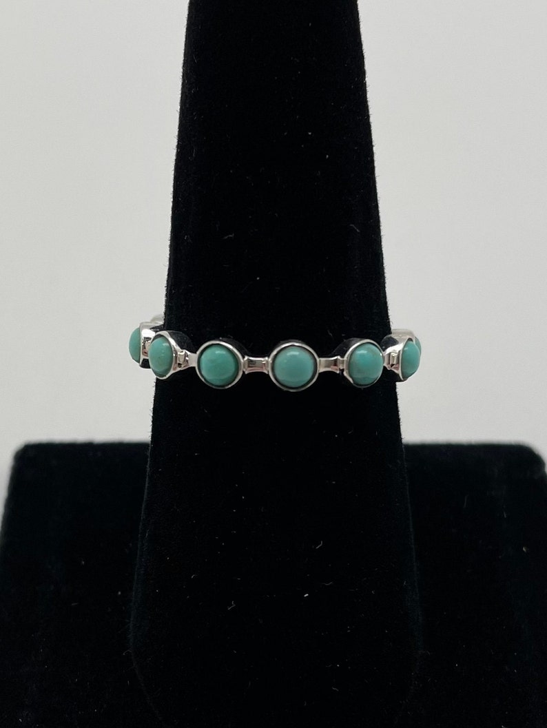 Kingman Turquoise Halo Band Stackable Ring TQB3 image 2