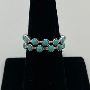 Kingman Turquoise Halo Band Stackable Ring TQB3 image 1