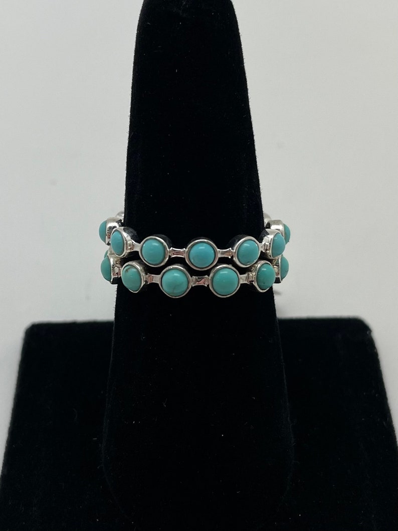 Kingman Turquoise Halo Band Stackable Ring TQB3 image 1