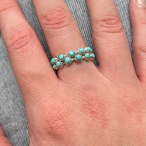 Kingman Turquoise Halo Band Stackable Ring TQB3 image 3