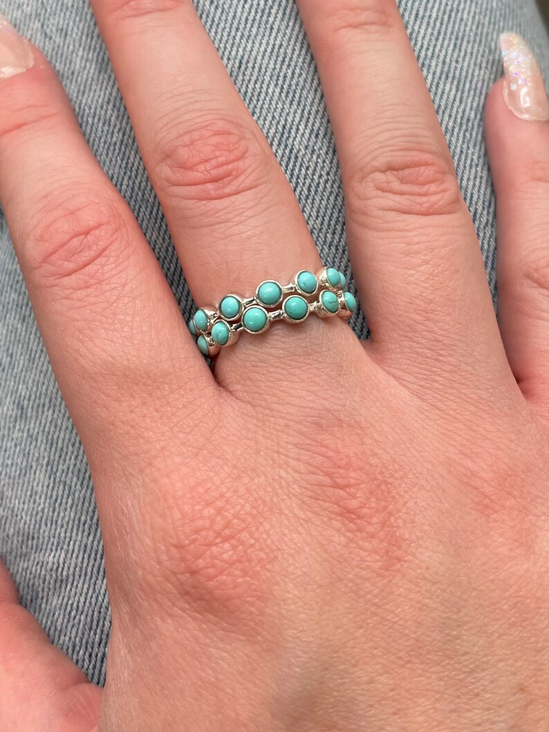 Kingman Turquoise Halo Band Stackable Ring TQB3 image 3