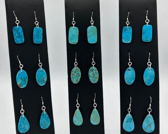 Kingman Turquoise Slab Earrings/ CJE30