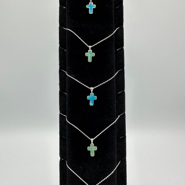 Kingman Turquoise Cross Necklace/ CJP49