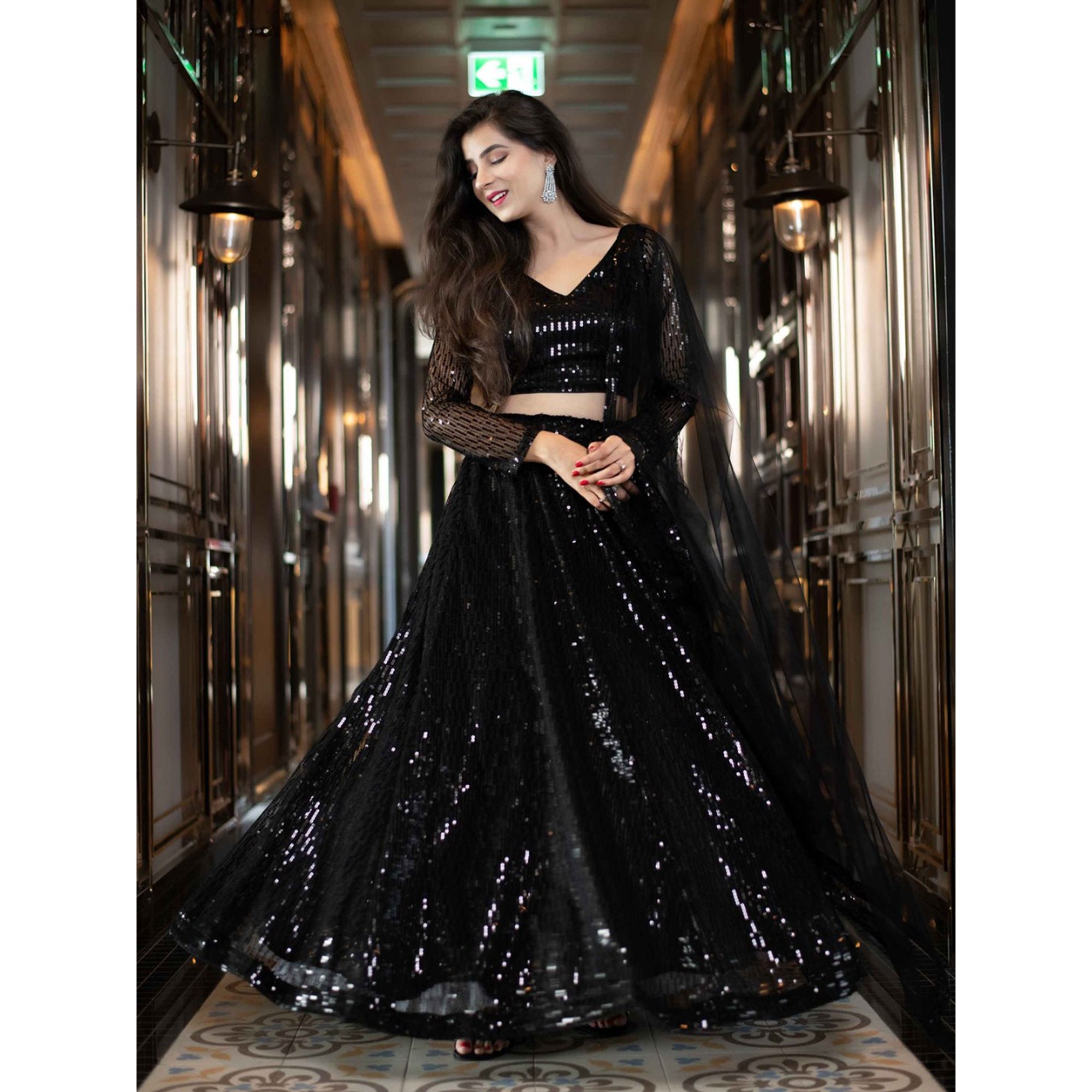 Party wear black lehenga choli online