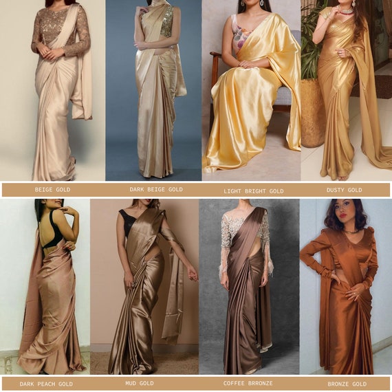 Designer Satin Silk Saree Endless Color Option Bridal Bridesmaids