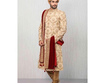 Diseñador Groom Sherwani, Trabajo manual, Personaliza tu Sherwani de boda, Hecho a pedido, Grooms Sherwani, Ropa de boda, Ropa de hombre, Ropa india.