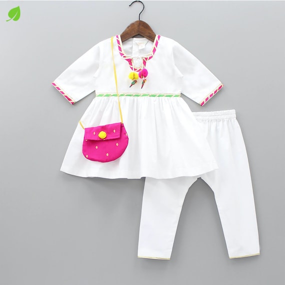 Kurta and Pyjama With Sling Bag White Kurta and Pant Kurta Pant Set Indian Kids Wear Casual Wear Cotton Suit Set for Baby Girls Etsy Canada