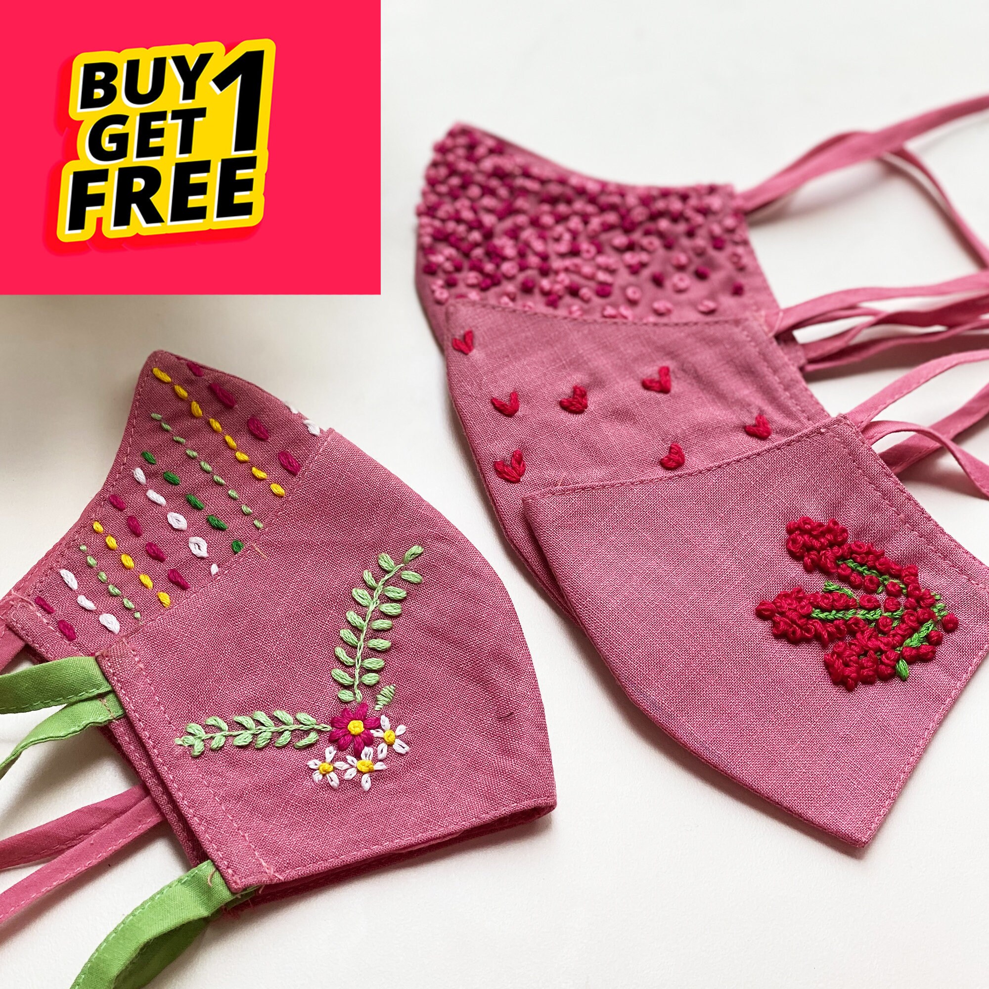 Hand Embroidered Face Mask Handmade Fabric Face Cover OR Etsy