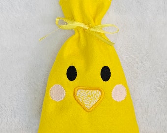 Chick Easter Treat Bag: Felt Goodie Bag, Party Favor