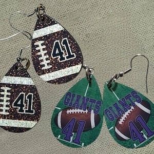 Personalized Football Earring, Customized Football Earring, Football Jewlery, Football Number, Womens Earrings, Custom-made Earring