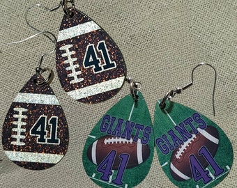 Personalized Football Earrings: Custom Number, Team Jewelry