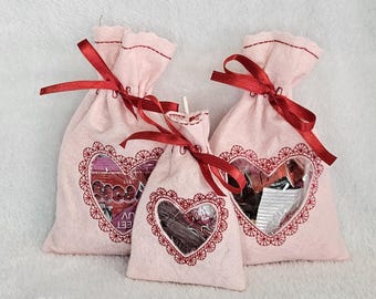 Valentine's Day Treat Bags Heart Candy Holder Class Gift Bags Valentine Day Snack Holders