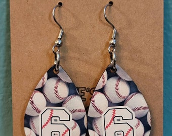 Personalized Baseball Number Earrings: Baseball Mom Gift