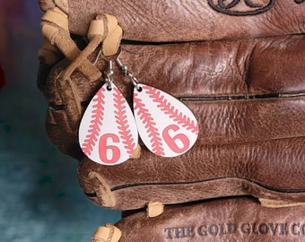 Customized Baseball Number Earrings: Personalized Baseball Mom Gift