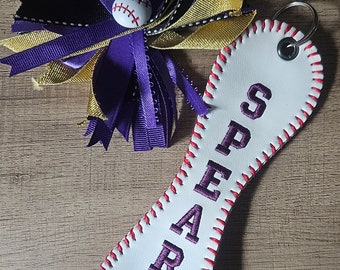Personalized Baseball/Softball Bag Tag: Embroidered Sports Bag Charm