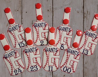 Baseball Bag Tags, Personalized Baseball Letter Keychain