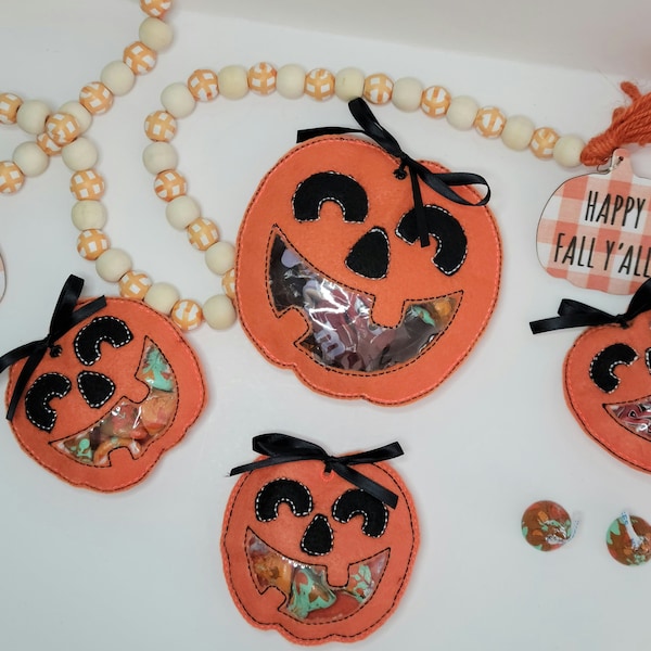 Halloween Party Favors, Jack-O-Lantern Bag, Gift Bag, Goodie Bags, Gift Card Holder, Class Party Favors, Gift Sack,Candy Pouch,Fall Gift Bag