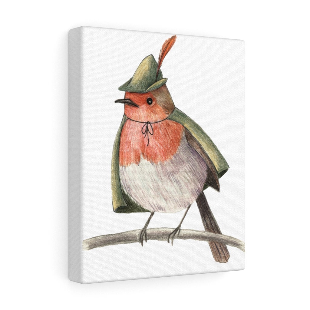 Robin Redbreast Drawing canvas print | Etsy