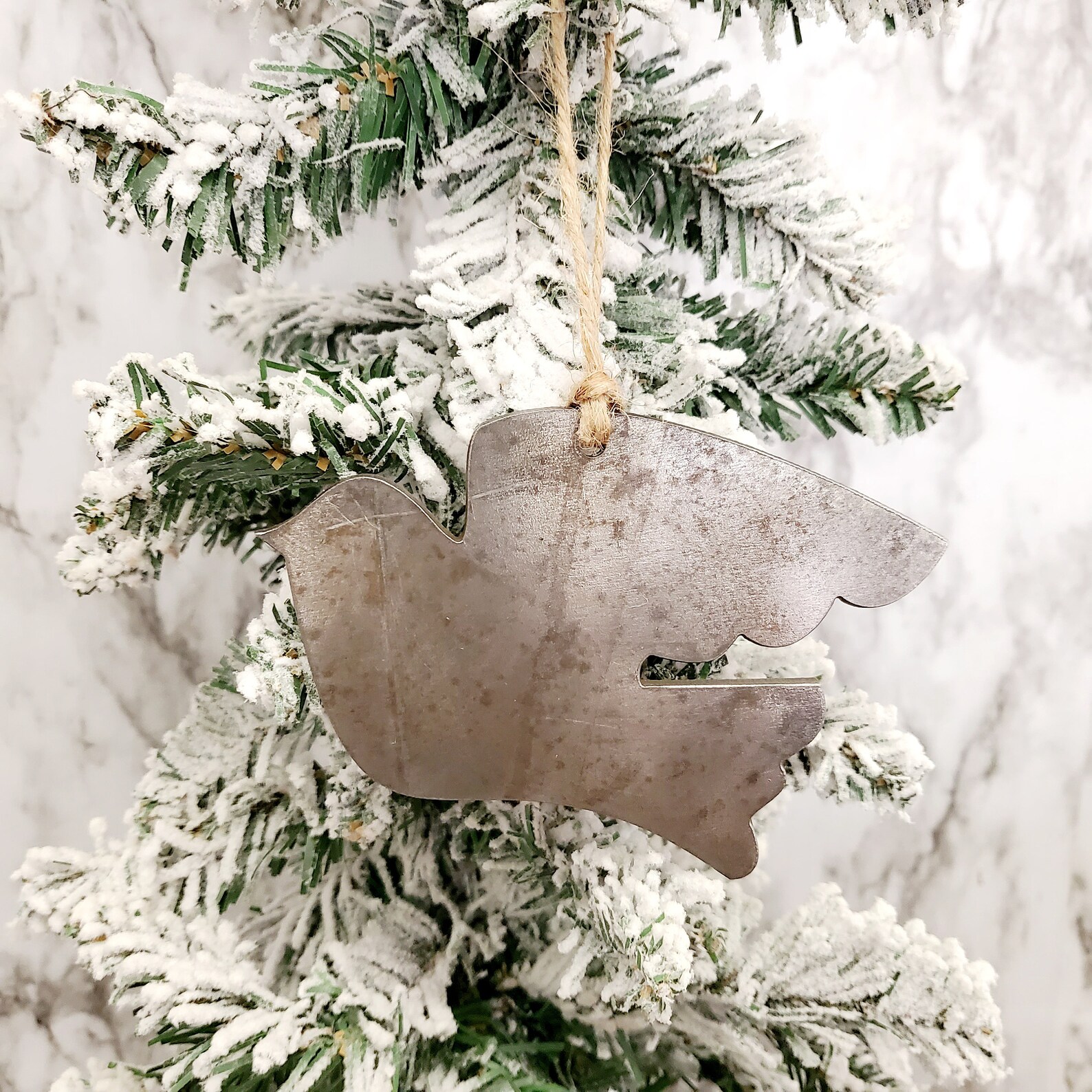 Rustic Metal Christmas Dove Ornament Etsy