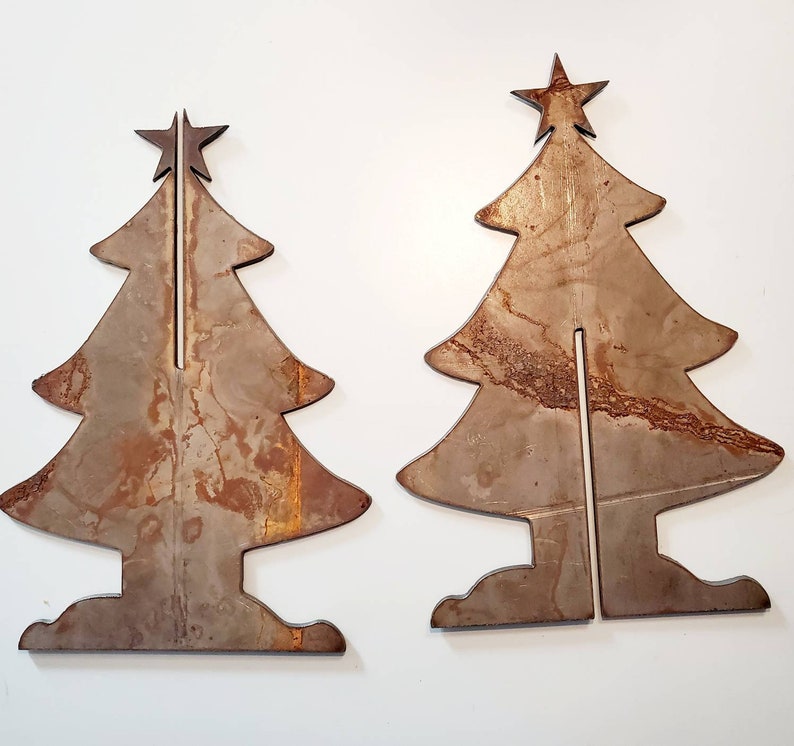 Rustic Metal Christmas Trees Industrial Farmhouse Decor Etsy