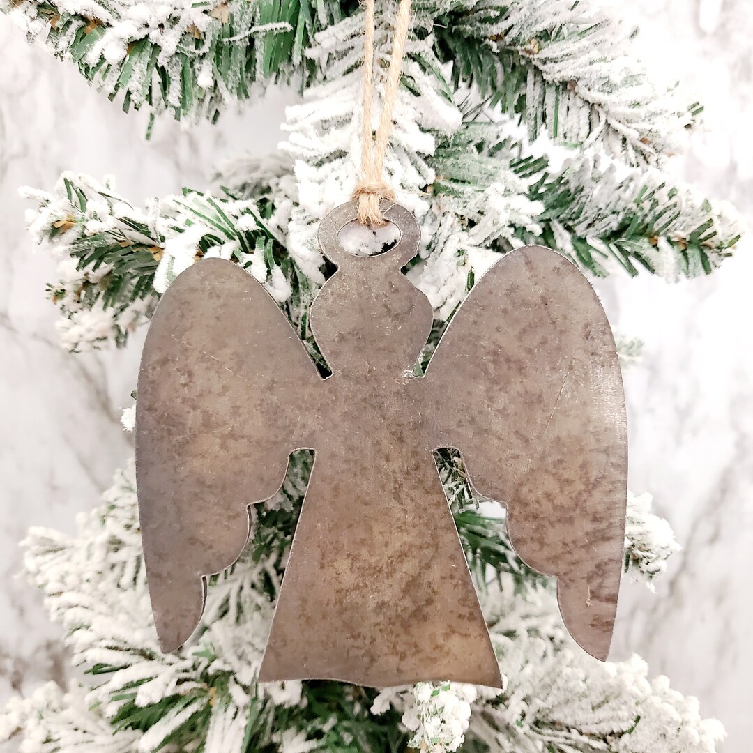 Rustic Metal Christmas Angel Ornament Etsy