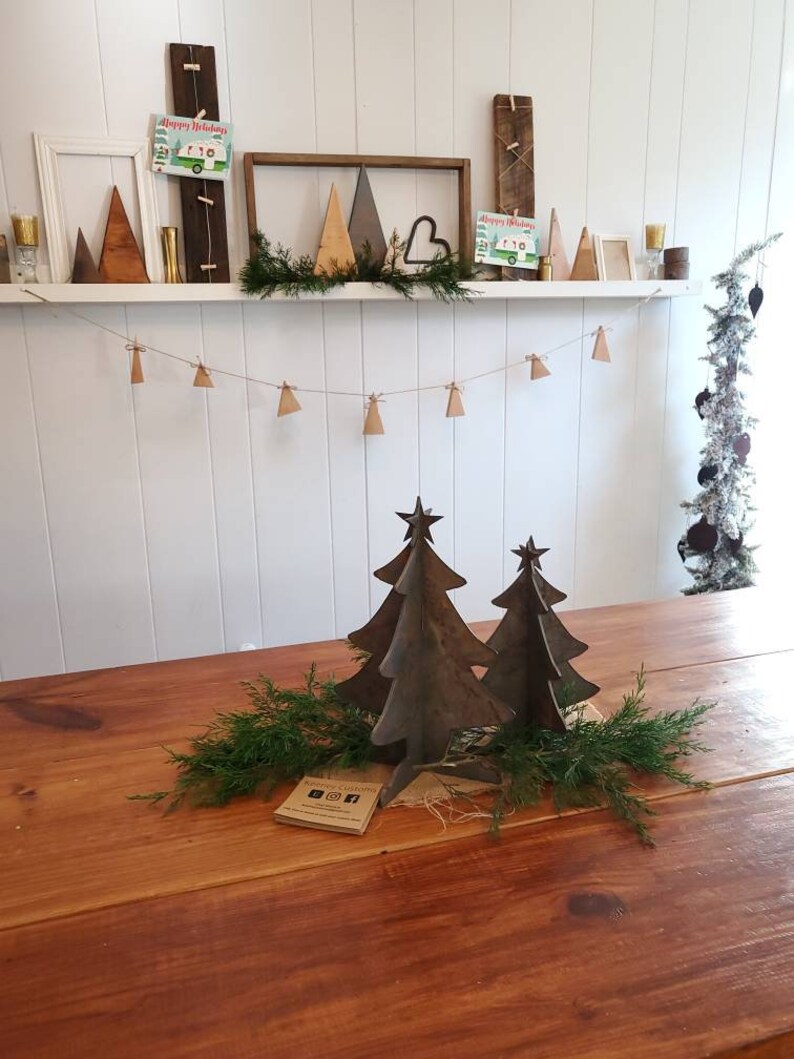 Rustic Metal Christmas Trees Industrial Farmhouse Decor Etsy