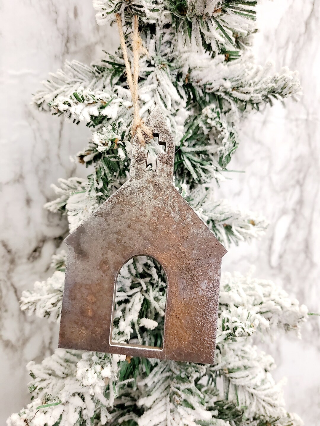 Rustic Metal Christmas Church Ornaments Etsy