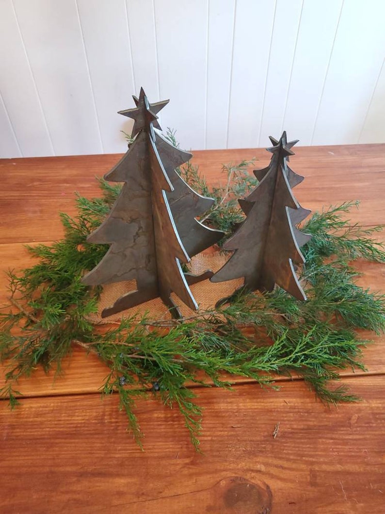 Rustic Metal Christmas Trees Industrial Farmhouse Decor Etsy