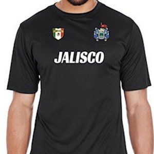 Jalisco Mex. Black Sport T-shirt 50/50 Poly-Cotton or Polyester  / Mexico / USA / Argentina / soccer / Patria