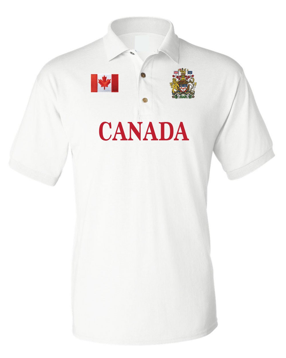 Buzzbum Canada white Polo Tshirt Embroidered Logo / mens / Etsy