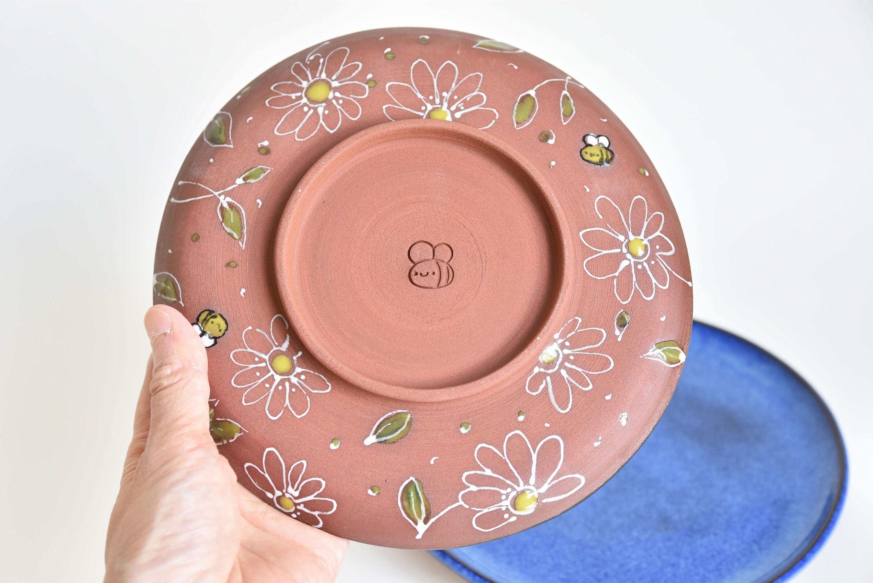 Handmade Ceramic Blue Dessert Plate / Floral Plate / Botanical Etsy UK