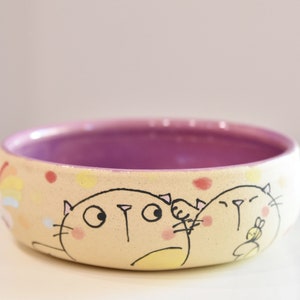 Handgemaakte keramische kattenbak | Handgeschilderde kattenbak | Katten- en bijenbak | Gele kattenbak | Kattenwaterbak | 9oz voerbak | Kattenvoerbak