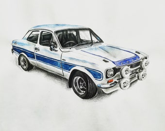 FORD Escort mk1 RS-FINE ART PRINT Taglia a3-rs2000 RS Messico /& Modelli rs1600