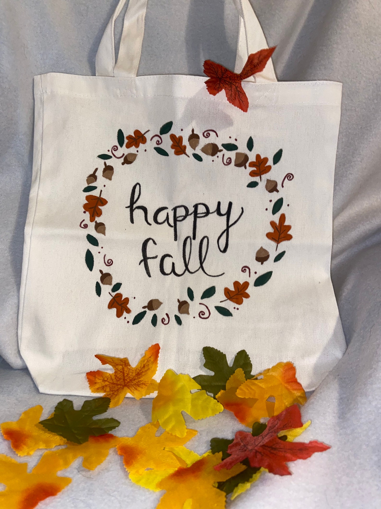 Fall tote baghappy fall tote bag hand painted fall tote bag Etsy